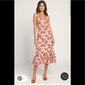 Lulu’s Stun the Scene Floral Halter Midi Dress
